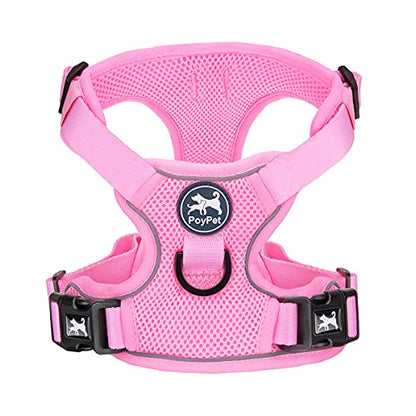PoyPet Reflective Soft Breathable Mesh Dog Harness No Choke Double Padded Vest Adjustable(Light Pink,XS) - color: Light Pink, size: XS