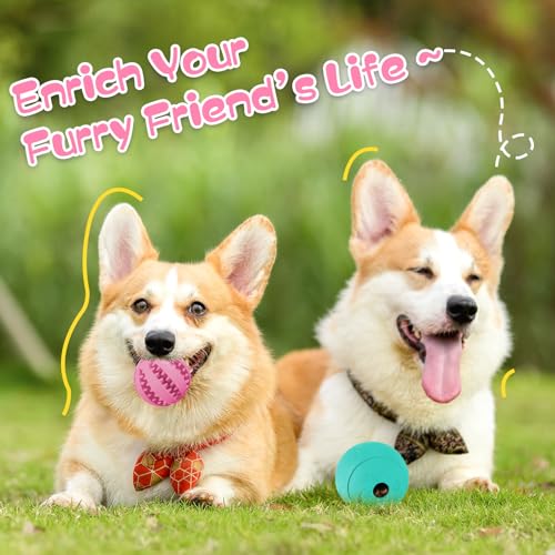 HIPPIH Dog Puzzle Toys & Interactive Toys for Large & Small Dogs - IQ Training, Chewing, Teeth Cleaning & Treat Dispensing - 2 Pack - color: blue+pink, size: 3.14inch+2.75inch