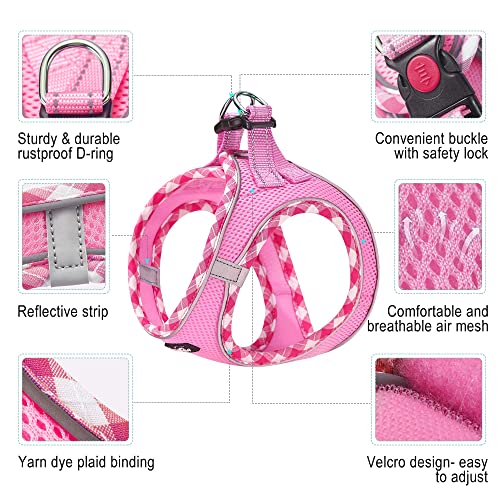 haapaw Dog Harness with Leash Set, No Pull Adjustable Reflective Step-in Puppy Harness with Thickened Padded Vest for Extra-Small/Small Medium Dogs - color: Pink, size: M
