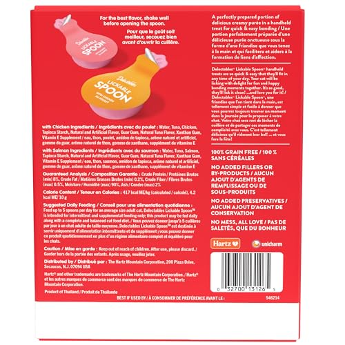 Delectables Lickable Spoon Handheld Wet Cat Treats Made with Real Chicken & Salmon, Quick & Easy Creamy Puree, Mess Free, Grain-Free, No Added Fillers, No by-Products, Variety Pack, 20ct - size: 0.35 Ounce (Pack of 20)