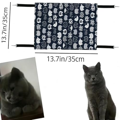 Cat Cage Hammock, Reversible for Use, Adjustable Pet Cat Bed, Soft Sleeping Cat Bed, Suitable for Cats, Puppies, Bunnies and Other Little Pets, Thickened Style, Blue, S(13.7 * 13.7in) - size: Small