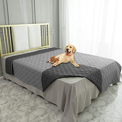 Ameritex Waterproof Dog Bed Cover Pet Blanket for Furniture Bed Couch Sofa Reversible - color: Grey+dark Grey, size: 52x82 Inch (Pack of 1)