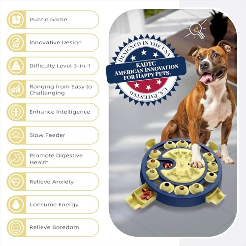 Dog Puzzle Toy, Large Size, 3 Levels of Step-by-Step Challenge 4 Ways to Play Beginner to Advanced Slow Feeder & Mental Stimulation for Smart Dogs Enrichment Toys - color: Yellow-Blue