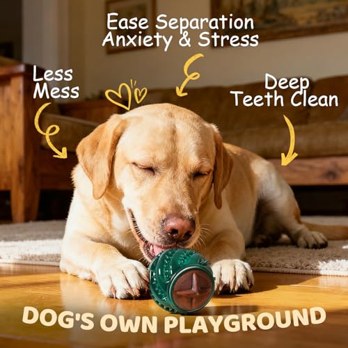 Interactive Dog Toys with Built-in Treats: Rolling Lick Ball for Dogs, Beef Flavor Enrichment Dog Treat Toy to Keep Them Busy, Mental Stimulation Toys for Small Medium Large Breed, Indoor Outdoor Use