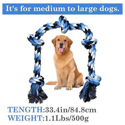 Dog Rope Toys for Large/Medium Aggressive Chewers,Tough Cotton Chew Toy,5 Knots 2.7Feet Indestructible,Knots Extra Tough Cotton Dog Ropes for Medium Large Dogs,Toy Teeth Cleaning