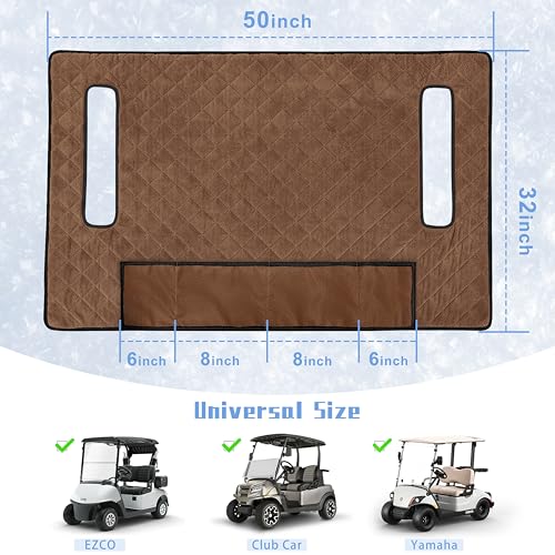 Golf Cart Seat Covers with 4 Front Pockets, Thick Seat Towel Blanket with Non-Slip Backing, Fits EZGO, Club Car, Yamaha and More 2 & 4 Passenger Golf Carts, Dark Brown - color: Dark Brown