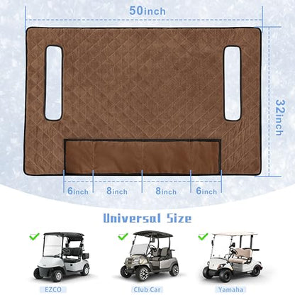 Golf Cart Seat Covers with 4 Front Pockets, Thick Seat Towel Blanket with Non-Slip Backing, Fits EZGO, Club Car, Yamaha and More 2 & 4 Passenger Golf Carts, Dark Brown - color: Dark Brown