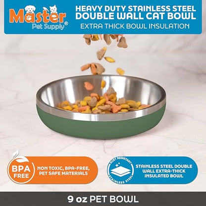 Master Pet Supply Stainless Steel Cat Bowls - 9 oz Heavy Duty - Camo Patrol, Double Wall Extra-Thick Insulated, Non-Slip Pet Water Bowl for Cats & Pets, Anti Rust Metal, Dishwasher Safe - color: Camo Patrol