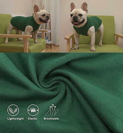 Dog Plain Shirts,Solid Dogs Clothes,Lightweight Stretchy Tee Shirt,Sleeveless Blank Puppy Chihuahua Cats Samll Costumes,Army & Deep Green XS - color: Army & Deep Green, size: X-Small