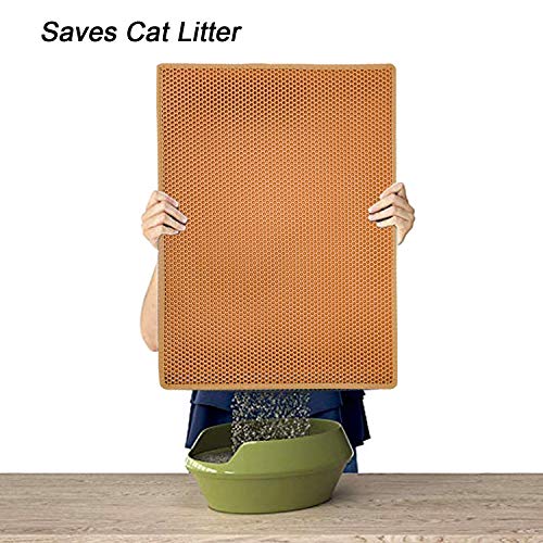 Pieviev Cat Litter Mat Litter Tray Mat of Large Size, Waterproof Material BPA Free, Soft on Paws and Washable - color: Brown, size: L-28''X20''