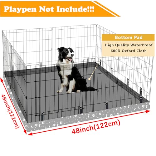 Dog Playpen Square Bottom Pad Fits for 48 Inch 8 Panels Metal Exercise Pet Playpen, Dog Crate Pad Puppy Playpen Pad, Elastic Buckles Connections.(Note: Playpen Not Included) -Gray - color: Gray