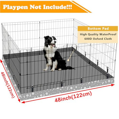 Dog Playpen Square Bottom Pad Fits for 48 Inch 8 Panels Metal Exercise Pet Playpen, Dog Crate Pad Puppy Playpen Pad, Elastic Buckles Connections.(Note: Playpen Not Included) -Gray - color: Gray