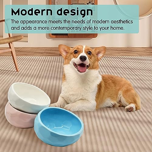 kathson 7'' Ceramic Slanted Dog Bowl Cat Food Water Bowls Dish Tilted 15° Pet Comfort Feeding Bowls Heavy Weighted Feeder for Wet or Dry Food (Pink) - color: Pink