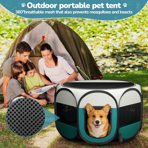 Foldable Puppy Playpen Indoor for Cat - Portable Cats Dogs Kennel Pop Up Cat Playpen for Small Pets Kitten Outdoor with Carrying Case - style: S