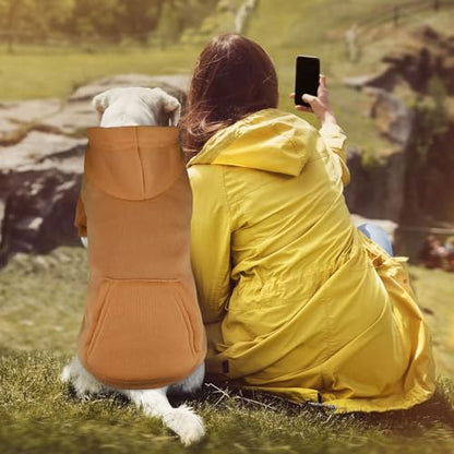 Dog Sweaters for Large Dogs Dog Hoodie Sweater Solid Soft Brushed Fleece Clothes Sweatshirt with Pocket(Coffee-XL) - color: Coffee, size: X-Large