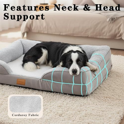 Orthopedic Memory Foam Large Dog Bed,Waterproof Small Pet Beds,Washable Removable Cover Dog Couch,Support for Joint Pain. (Grey, Large) - size: Large