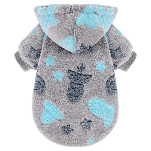Dog Sweater for Small Dogs Girl Boy, Fleece Dog Hoodie Clothes, Night Glow Puppy Sweater, Soft Warm Extra Small Doggie Sweatshirt, Fall Winter Doggy Clothes Pet Outfits for Chihuahua Yorkie, Grey,S - color: Gray, size: Small (Chest 15in )