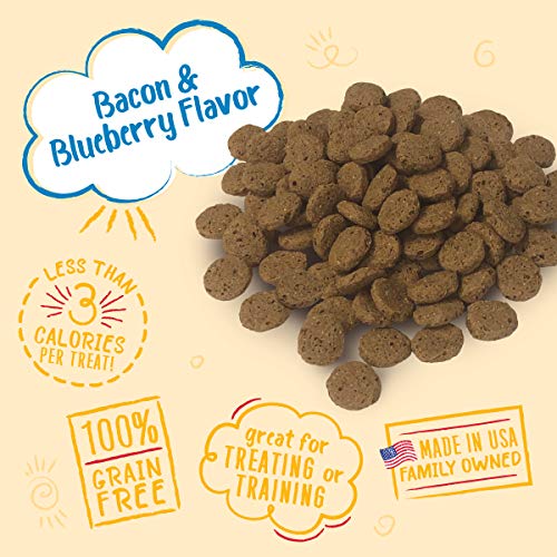 Charlee Bear Crunch Grain Free Dog Treats, Bacon and Blueberry, 8 Ounce Resealable Bag, Low Calorie Training Treats for Dogs, Limited Ingredient, Healthy, Crunchy Dog Snacks, Made in USA (Pack of 2) - size: 8 Ounce (Pack of 2)