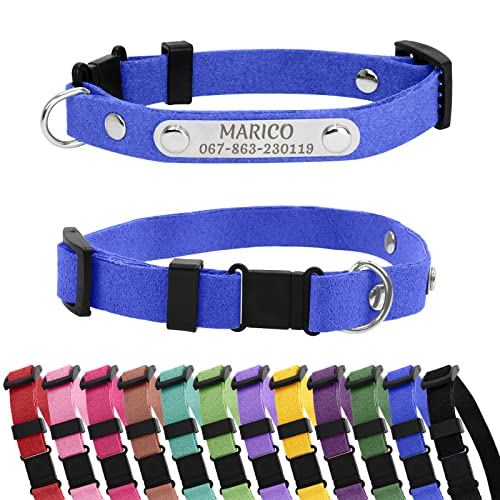 CAMAL Personalized Cat Collar with Name and Phone Number, Breakaway Cat Collar with Name Tag, Customized Cat Collar for Boys and Girls, Adjustable for Kitten Small Dogs Puppy (Navy Blue) - color: Navy Blue