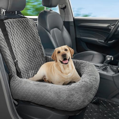 Dog Car Seat for Small Medium Dogs,Detachable Washable Travel Safety Pet Booster Seat, Comfy Ultra Soft and Multifunctional Car Travel Bed,Grey - color: Gray, size: Small
