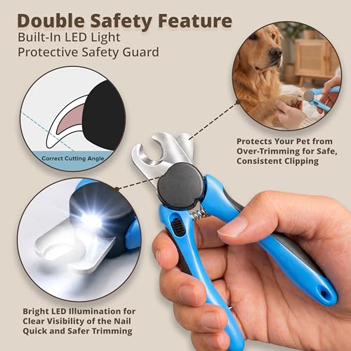 LED Dog Nail Clipper with Light & Trimmers & Protective Guard, Quick Sensor, Extra Sharp for Thick Nails, Suitable for Large & Small Dogs and Cats - size: Medium-Large With LED