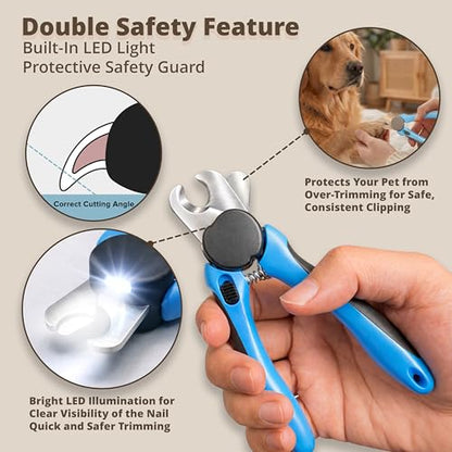 LED Dog Nail Clipper with Light & Trimmers & Protective Guard, Quick Sensor, Extra Sharp for Thick Nails, Suitable for Large & Small Dogs and Cats - size: Medium-Large With LED