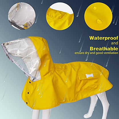 Waterproof Dog Raincoat, Adjustable Reflective Lightweight Pet Rain Clothes with Poncho Hood (X-Small, Yellow) - color: Yellow, size: X-Small(4-9lb)