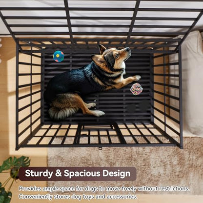 48Inch Heavy Duty Indestructible Dog Crate for Large Dogs,Escape-Proof Steel Kennel for Large Dogs,3Door Design with Lockable Wheels,Extra Large XXL Dog Cage with Removable Tray (48) - size: 48