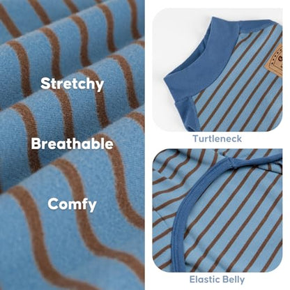 KYEESE Dog Pajamas, Soft Dog Pajamas for Small Dogs Boy Girl, Comfy Dogs PJS Lightweight Onesie Clothes, Stretchy Jammies Pet Sleepwear, Pet Jumpsuit Outfit, Blue Striped, M - color: 02# Blue Striped, size: Medium (11-15lbs)