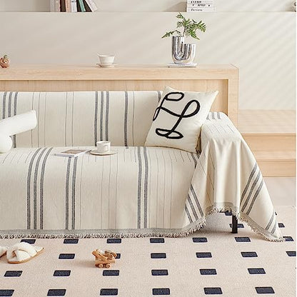 Chenille Armchair Cover Jacquard Sofa Covers Washable Furniture Protector Recliner Couch Cover 1 Cushion Reversible Chair Cover Beige Light Grey Striped Couch Cover Blanket 71"x 71" - color: A0# Beige/Light Grey - Striped, size: Medium 71" x 71"