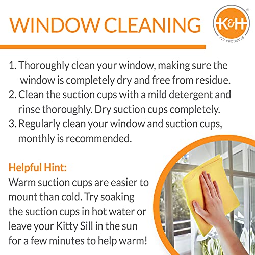K&H Pet Products EZ Mount Double Stack Cat Window Perch for Large Cats, Sturdy Window Hammock Bed, Steel Frame, Sturdy Suction Cups, 2 Washable Shelf Covers, Foldable - Fits 27"W X 31"H Glass Spaces - style: Double Stack