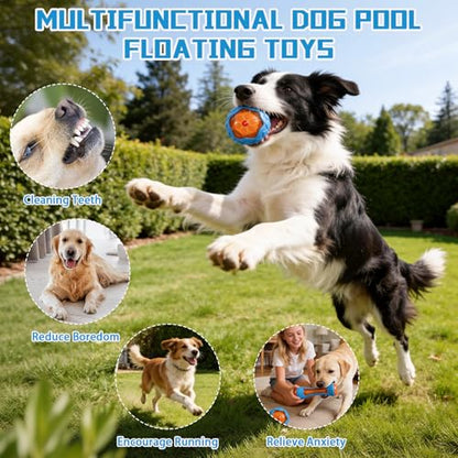3 Pcs Dog Pool Floating Toys,TPR Bite Resistant Squeaky Dog Water Toy for Medium Large Dog,Interactive Dog Toys for Throwing Fetching,for Summer Outdoor Lake Beach Training Playing with storage bag