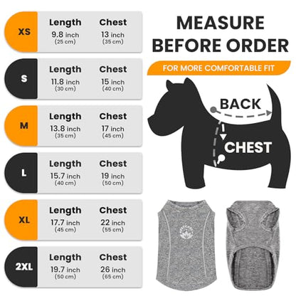 PETCARE Sun Protection Dog Shirts for Small Dogs Quick Dry Soft Stretchy Dog T-Shirts with Reflective Label Tank Top Sleeveless Vest Pet Clothes, Athletic Fabric, Grey, M (Chest 17" Length 13.8") - color: Grey, size: M ( Suggest 8-13 lbs)