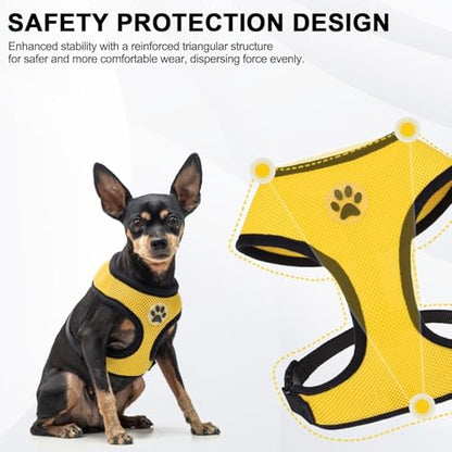 BINGPET Small Dog Harness, No Pull Dog Harness Small Sized Dogs, Soft Light Breathable Mesh Puppy Vest with Safety Buckle-Adjustable Step in Pet Harnesses for Easy Walking, Running, Training - color: Yellow, size: S (NECK: 12", CHEST: 14"-18")