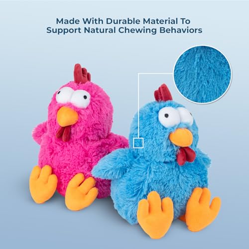 Best Pet Supplies Interactive Squeaky Dog Chew Toy, Ideal Dog Toys for Chewers, Small, Medium & Large Dogs, and Fetch Lovers - Cluck (Blue), Large - color: Cluck (Blue), size: Large