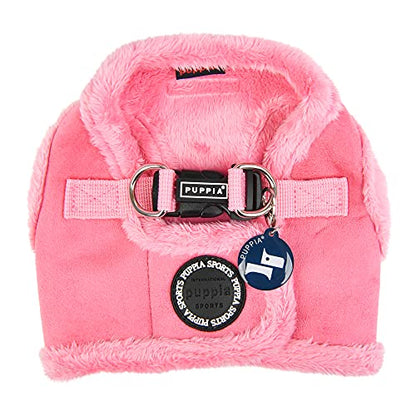 Puppia Terry Vest Dog Harness Step-in Winter Suede Warm No Choke No Pull Training Walking for Small and Medium Dog, Pink, Large - size: Large