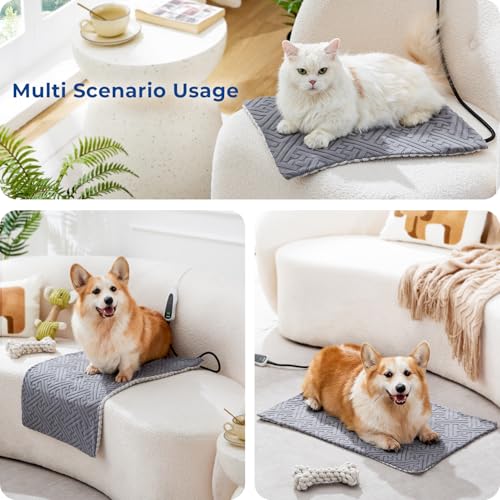 ZOMISIA Cat Heating Pad - 11 Adjustable Temperature and 25 Timer Options, Heated Cat Bed Indoor with Chew-Resistant Cord for Small Dogs, 17.5x14 Inch - size: S: 17.5" x 14"