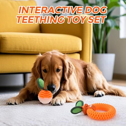 LIFLIX 2-Pack Dog Teeth Cleaning Toys, Durable TPU Bite and Brush Dog Toys for Small and Medium Dogs, Dental Puppy Teething Toys