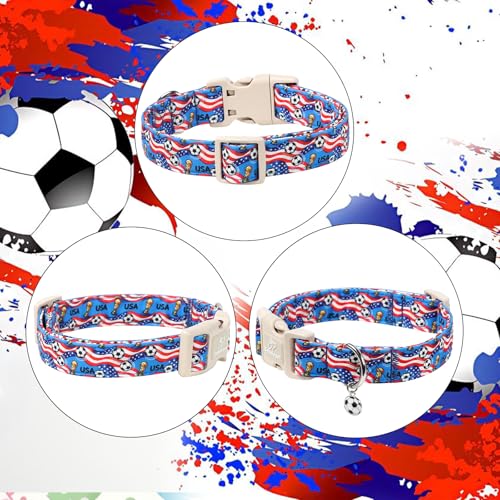 American Soccer Dog Collar Blue Patriotic Dog Collars for Puppy Small Dogs - Lightweight Adjustable 4th of July Puppy Collars Summer Stars & Stripes Male Female Dogs Collar XS - color: USA Soccer, size: XS