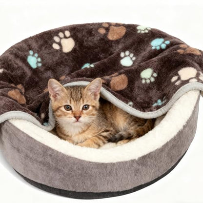 12 Pcs Small Dog Blanket Fleece Puppy Blankets Washable Pet Blankets for Cats Soft Flannel Paw Printed Throw for Guinea Pig Indoor Kittens Doggie (23 X 16 Inch,Dark Gray) - color: Dark Gray