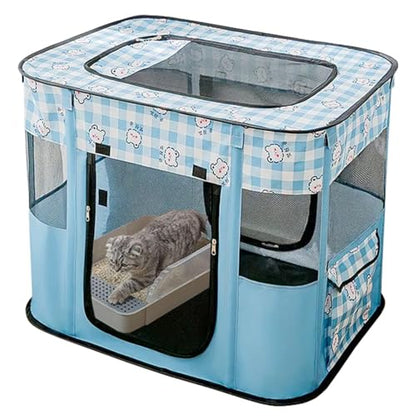 Dog and CAT pop Play Pen,Pets Houses for Dogs and Cats,Indoor&Outdoor Exercise Pen Dog Tent Puppy Playground Large (M, Bule) - color: Blue, style: Medium（31.5"L x 23.6"W x 21.7"H）