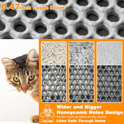 Waterproof Cat Litter Mat, Double Layer EVA, Odor-Free Large Grid, Urine Proof, Easy Cleanup (Khaki, 18 x 24) - color: Khaki