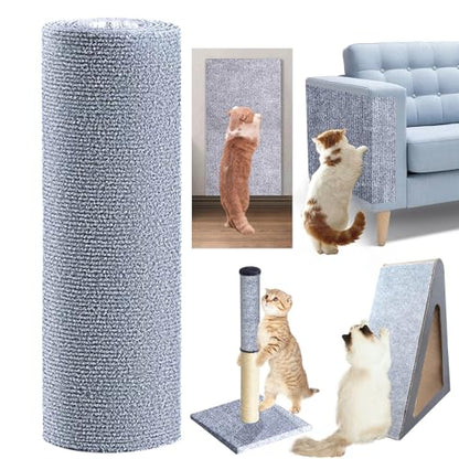 120"x15.8" cat Scratch Furniture Protector Keep Couch Sofa Protection Anti Claws Corner Wall Scratcher Post sisal Scratching mat Carpet pad Cover Fabric Tree Guards remnants (Light Grey)
