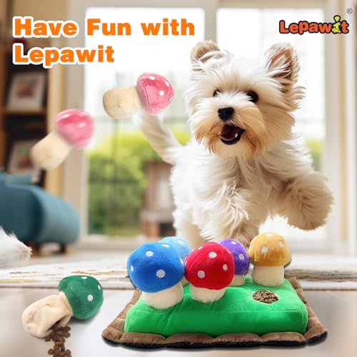 Hide and Seek Dog Toys, Squeaky Interactive Puzzle Dog Toys for Boredom and Stimulation, Dog Enrichment Toys for Small and Medium Dogs (Mushrooms, Pack of 7) - style: B-Mushrooms