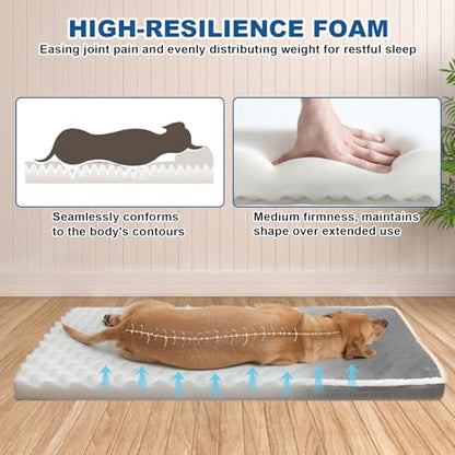 Heated Dog Bed for Large Dogs, 40x27 Inch Pet Sofa with 9-Level Adjustable Warmer, Waterproof Lining, Machine-Washable Removable Cover Non-Slip Bottom, Gray - size: Large