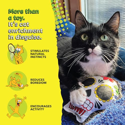 Yeowww! Catnip La CAT-rina Toy for Cats - Día de Los Muertos Design - Made in the USA - Stuffed with Organically Grown Catnip