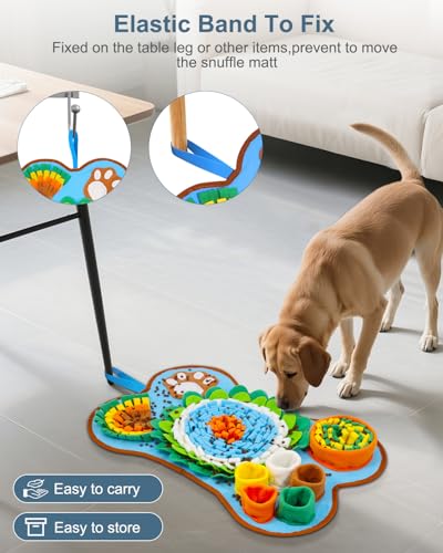 Snuffle Mat for Dogs - 25x17 Inch Slow Feeder & Mental Stimulation Toy with Built-in Squeaker, for Small & Medium Dogs to Relieve Boredom Anxiety, Machine Washable