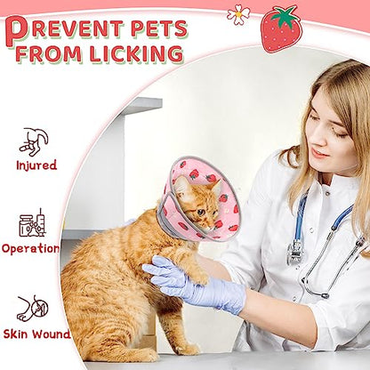 Cat Cone Collar Soft to Stop Licking, Adjustable, Foldable Lightweight Kitten Cones After Surgery Recovery for Cats & Kittens, Cat Cone Alternative, Easy Eating (Pink, S) - color: Pink, size: S