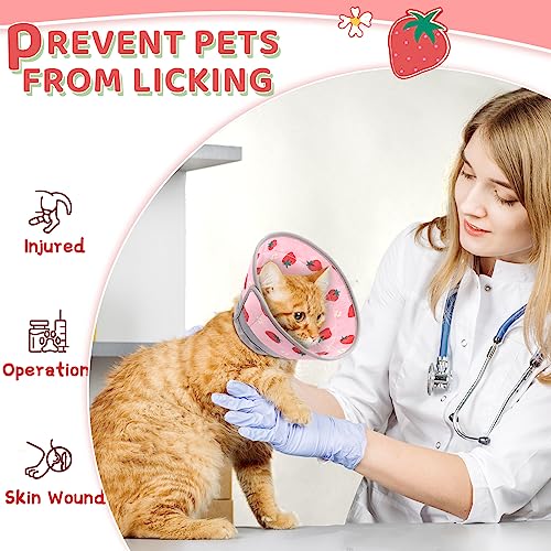 Cat Cone Collar Soft to Stop Licking, Adjustable, Foldable Lightweight Kitten Cones After Surgery Recovery for Cats & Kittens, Cat Cone Alternative, Easy Eating (Pink, M) - color: Pink, size: M
