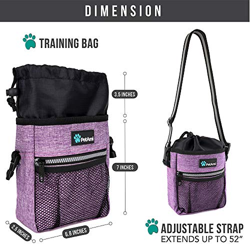 PetAmi Dog Treat Pouch, Pet Treat Pouch for Training, Dog Walking Bag Holder for Kibbles, Pet Food Toy, Dog Trainer Essentials Supplies, Poop Bag Dispenser, 3 Ways to Wear (Purple) - color: Heather Purple